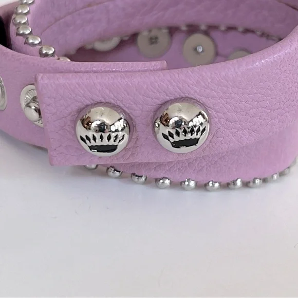 NWT Juicy Couture Lilac Leather Double Wrap Pyramid Stud Bracelet - Picture 6 of 10